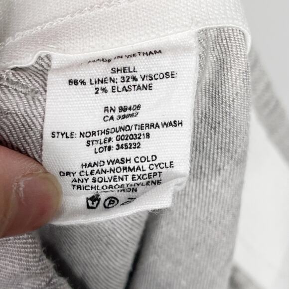 Theory Womens 0 Northsound Caliver High Waisted Linen Blend Pants Gray Cropped - Picture 11 of 12